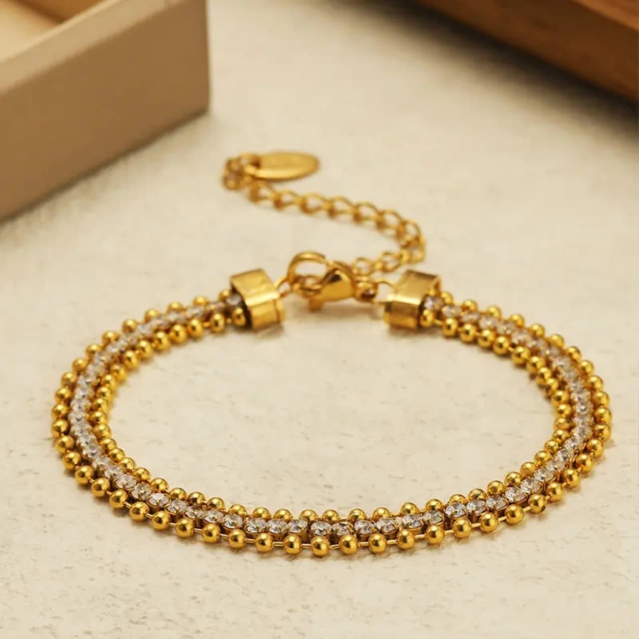 Layered Beaded Chain Bracelet