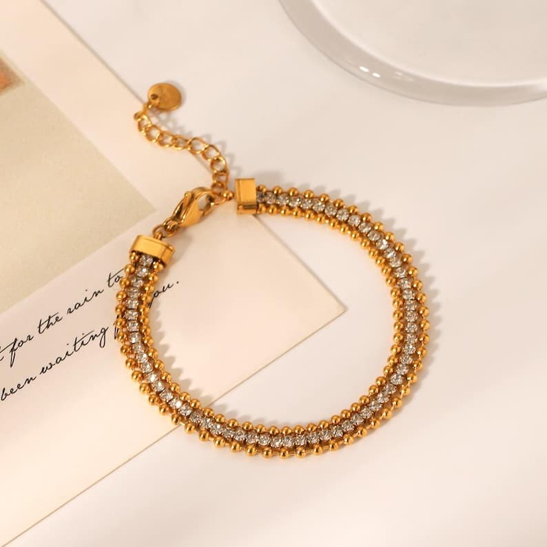 Layered Beaded Chain Bracelet